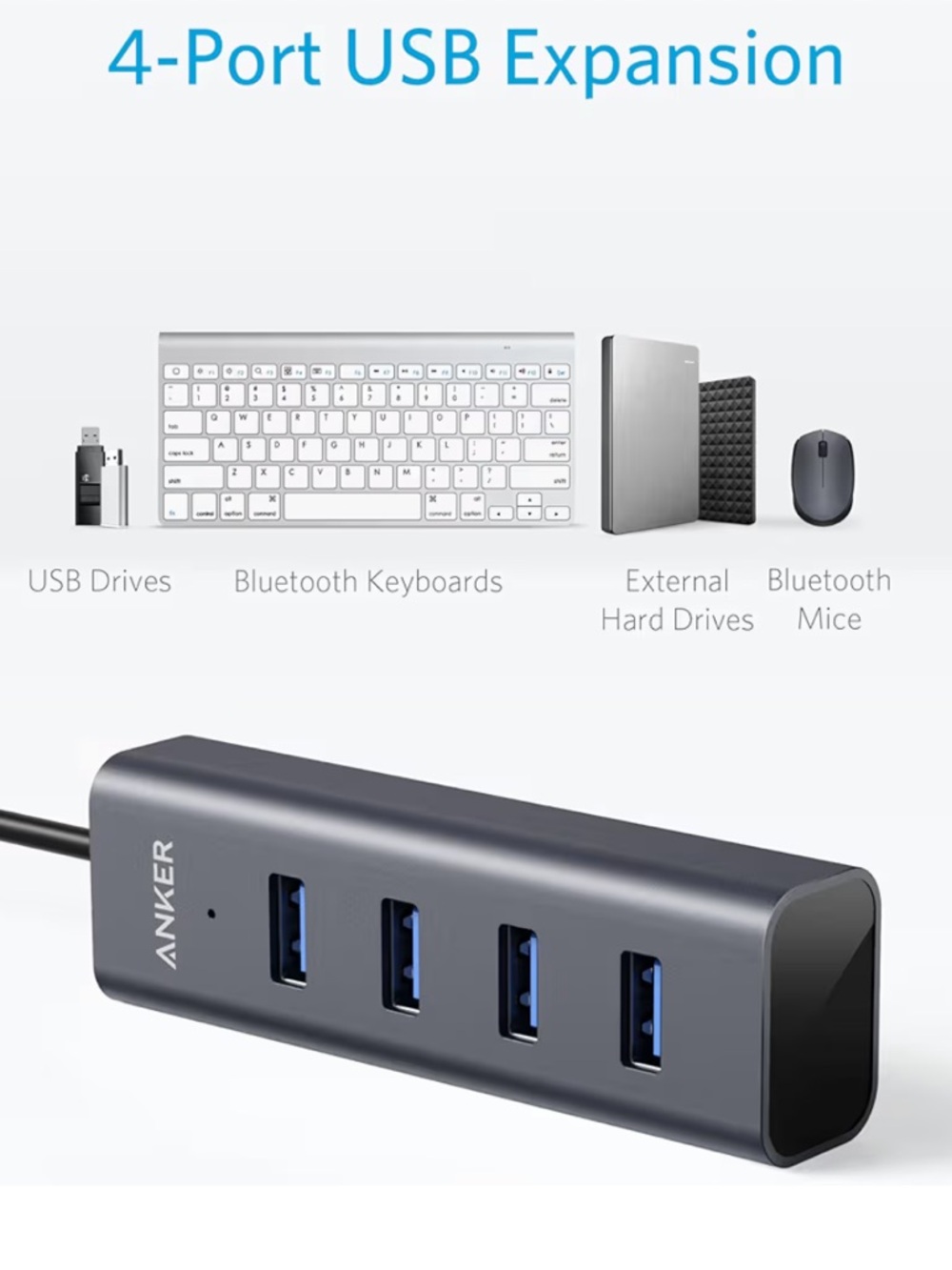 Anker USB C Hub, 4 USB 3.0 Ports, Aluminum USB-C toUSBAdapter